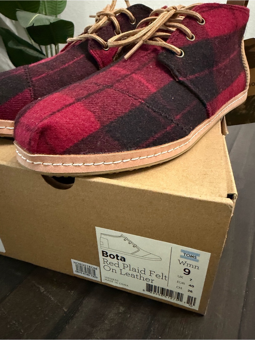 Toms Red and Black Plaid Chukka Boots
